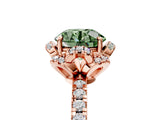 Rose gold Fancy Green Round  Halo Diamond Pave Band Ring with Four-Prong Setting_20