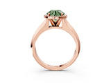 Rose gold Fancy Green Round  Halo Diamond Ring with Cathedral Band and Four-Prong Setting_72