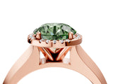 Rose gold Fancy Green Round  Halo Diamond Ring with Cathedral Band and Four-Prong Setting_73