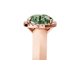 Rose gold Fancy Green Round  Halo Diamond Ring with Cathedral Band and Four-Prong Setting_74