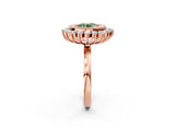 Rose gold Fancy Green Round  Halo Diamond Ring with Milgrain Edge and Round Prong Setting_28