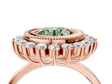 Rose gold Fancy Green Round  Halo Diamond Ring with Milgrain Edge and Round Prong Setting_30
