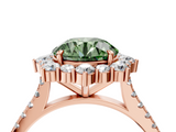 Rose gold Fancy Green Round  Halo Diamond Ring with Pavé Band and Prong Setting_41