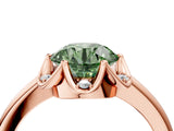 Rose gold Fancy Green Round  Halo Diamond Ring with Round Cluster Setting, Solitaire Band, and Four-Prong Setting_52
