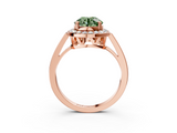 Rose gold Fancy Green Round  Halo Diamond Ring with Split Shank and Four-Prong Setting_65