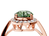 Rose gold Fancy Green Round  Halo Diamond Ring with Split Shank and Four-Prong Setting_66
