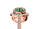 Rose gold Fancy Green Round  Halo Diamond Ring with Split Shank and Four-Prong Setting_67
