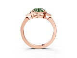 Rose gold Fancy Green Round  Halo Diamond Ring with Tapered Band and Four-Prong Setting_6