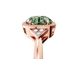 Rose gold Fancy Green Round  Halo Diamond Ring with Tapered Band and Four-Prong Setting_8