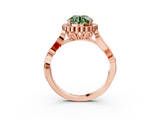 Rose gold Fancy Green Round  Halo Diamond Ring with Vintage Split Shank and Four-Prong Setting_22