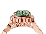 Rose gold Fancy Green Round  Halo Diamond Ring with Vintage Split Shank and Four-Prong Setting_23