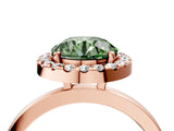 Rose gold Fancy Green Round  Halo Diamond Solitaire with Pavé Band and Four-Prong Setting_95