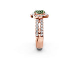 Rose gold Fancy Green Round  Halo Diamond Split Shank Engagement Ring with Prong Setting_113