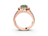 Rose gold Fancy Green Round  Halo Diamond Split Shank Engagement Ring with Prong Setting_114