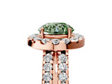 Rose gold Fancy Green Round  Halo Diamond Split Shank Engagement Ring with Prong Setting_116