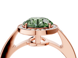 Rose gold Fancy Green Round  Halo Pavé Diamond Engagement Ring with Bezel Setting_24