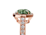 Rose gold Fancy Green Round  Halo Pavé Diamond Engagement Ring with Bezel Setting_25