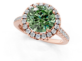 Rose gold Fancy Green Round  Halo Pavé Diamond Engagement Ring with Four-Prong Setting_4