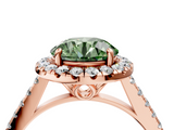 Rose gold Fancy Green Round  Halo Pavé Diamond Engagement Ring with Four-Prong Setting_7