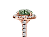 Rose gold Fancy Green Round  Halo Pavé Diamond Engagement Ring with Four-Prong Setting_8