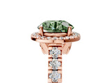 Rose gold Fancy Green Round  Halo Pavé Diamond Engagement Ring with Four-Prong Setting_98