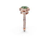 Rose gold Fancy Green Round  Halo Pave Band Solitaire Ring with Prong Setting_68