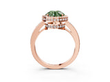 Rose gold Fancy Green Round  Halo Pave Band Solitaire Ring with Prong Setting_69