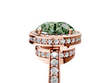 Rose gold Fancy Green Round  Halo Pave Band Solitaire Ring with Prong Setting_71