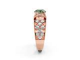 Rose gold Fancy Green Round  Halo Pave Diamond Engagement Ring with Milgrain Detailing_51