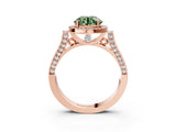 Rose gold Fancy Green Round  Halo Pave Split Shank Prong Setting Ring_42