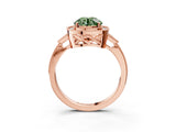 Rose gold Fancy Green Round  Halo Round Diamond Milgrain Pave Engagement Ring_6