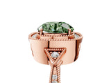 Rose gold Fancy Green Round  Halo Round Diamond Milgrain Pave Engagement Ring_8
