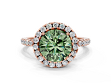 Rose gold Fancy Green Round  Halo Round Diamond Pavé Band Four-Prong Ring_3