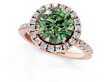 Rose gold Fancy Green Round  Halo Round Diamond Pavé Band Four-Prong Ring_4