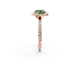 Rose gold Fancy Green Round  Halo Round Diamond Pavé Band Four-Prong Ring_5