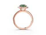 Rose gold Fancy Green Round  Halo Round Diamond Pavé Band Four-Prong Ring_6