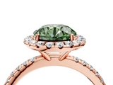 Rose gold Fancy Green Round  Halo Round Diamond Pavé Band Four-Prong Ring_7