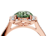 Rose gold Fancy Green Round  Halo Round Diamond Pave Band with Four-Prong Setting_43