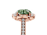 Rose gold Fancy Green Round  Halo Round Diamond Pave Band with Four-Prong Setting_44