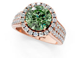 Rose gold Fancy Green Round  Halo Round Diamond Pave Band with Prong Setting 1