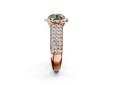 Rose gold Fancy Green Round  Halo Round Diamond Pave Band with Prong Setting 2