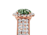 Rose gold Fancy Green Round  Halo Round Diamond Pave Band with Prong Setting 5