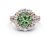 Rose gold Fancy Green Round  Halo Split Shank Diamond Engagement Ring with Pave Band and Four-Prong Setting_54