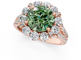 Rose gold Fancy Green Round  Halo Split Shank Diamond Engagement Ring with Pave Band and Four-Prong Setting_55