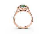 Rose gold Fancy Green Round  Halo Split Shank Diamond Engagement Ring with Pave Band and Four-Prong Setting_57
