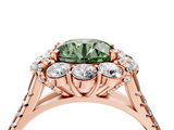 Rose gold Fancy Green Round  Halo Split Shank Diamond Engagement Ring with Pave Band and Four-Prong Setting_58