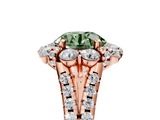 Rose gold Fancy Green Round  Halo Split Shank Diamond Engagement Ring with Pave Band and Four-Prong Setting_59