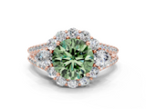 Rose gold Fancy Green Round  Halo Split Shank Diamond Engagement Ring with Prong Setting_20