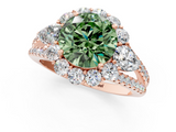 Rose gold Fancy Green Round  Halo Split Shank Diamond Engagement Ring with Prong Setting_21