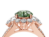 Rose gold Fancy Green Round  Halo Split Shank Diamond Engagement Ring with Prong Setting_24